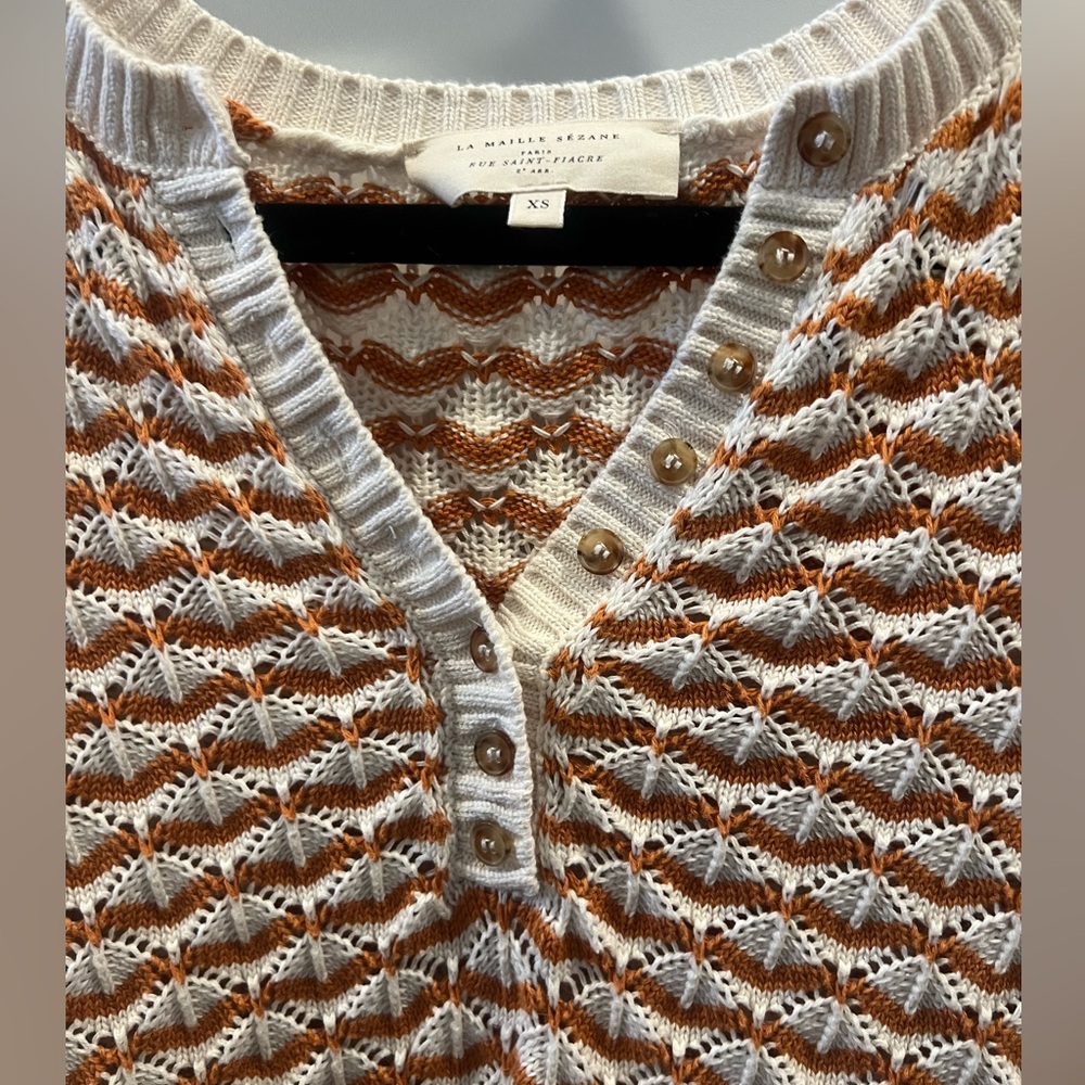 Sezane Mae Jumper Ecru / Ocre - Size XS - Picture 6 of 15